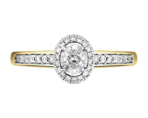 Pierścionek z żółtego złota z diamentami - 0,33 ct - próba 585