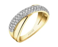 Pierścionek z żółtego złota z brylantami - 0,72 ct - próba 585