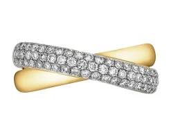 Pierścionek z żółtego złota z brylantami - 0,72 ct - próba 585