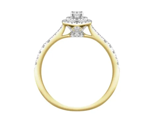 Pierścionek z żółtego złota z diamentami - 0,50 ct - próba 585