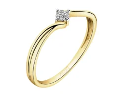 Pierścionek z żółtego złota z diamentami - 0,09 ct - próba 585