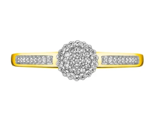 Pierścionek z żółtego złota z diamentami - 0,09 ct - próba 585