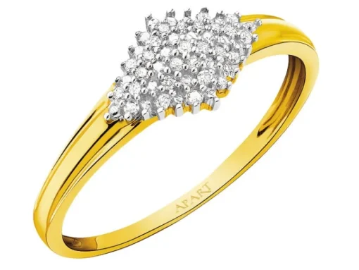 Pierścionek z żółtego złota z diamentami - 0,51 ct - próba 585