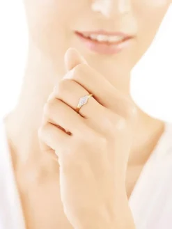 Pierścionek z żółtego złota z diamentami - 0,51 ct - próba 585