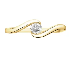 Pierścionek z żółtego złota z brylantem - 0,23 ct - próba 750