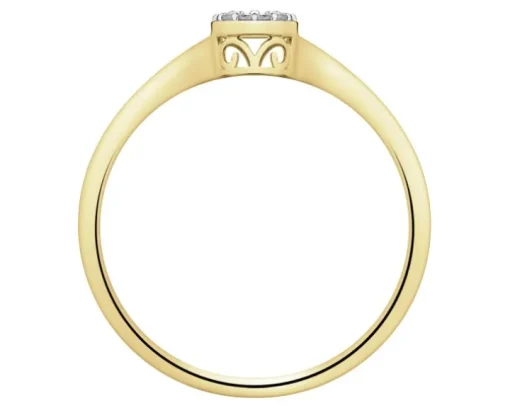 Pierścionek z żółtego złota z diamentami - 0,06 ct - próba 585
