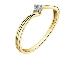 Pierścionek z żółtego złota z diamentami - 0,01 ct - próba 375