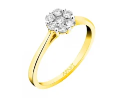 Pierścionek z żółtego złota z brylantami - 0,30 ct - próba 585