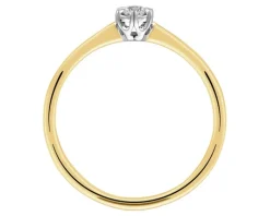 Pierścionek z żółtego złota z diamentami i szafirem - próba 585