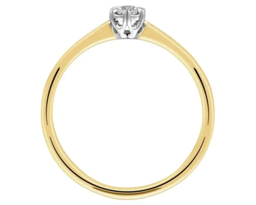 Pierścionek z żółtego złota z diamentami i szafirem - próba 585