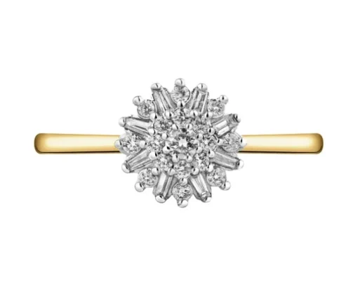 Pierścionek z żółtego złota z diamentami - 0,26 ct - próba 585