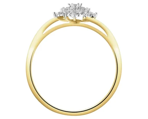 Pierścionek z żółtego złota z diamentami - 0,02 ct - próba 375