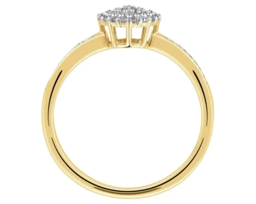 Pierścionek z żółtego złota z diamentami - 0,15 ct - próba 585