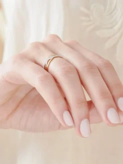 Pierścionek z żółtego złota z diamentami - 0,50 ct - próba 585
