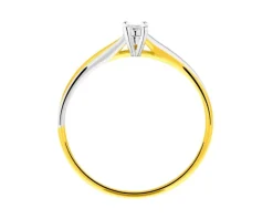 Pierścionek z żółtego złota z brylantem - 0,02 ct - próba 375