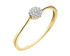 Pierścionek z żółtego złota z diamentami - 0,14 ct - próba 585