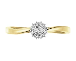 Pierścionek z żółtego złota z diamentami - 0,14 ct - próba 585