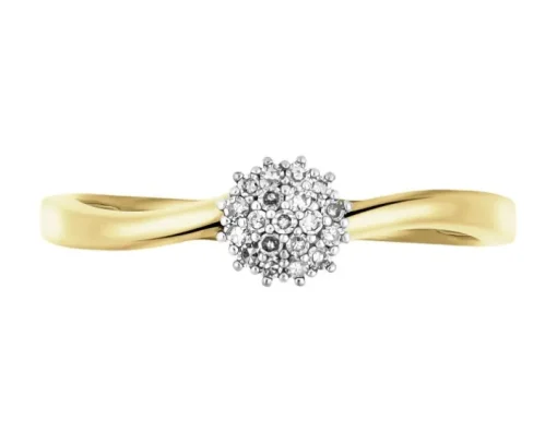 Pierścionek z żółtego złota z diamentami - 0,14 ct - próba 585