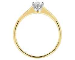 Pierścionek z żółtego złota z brylantem - 0,16 ct - próba 585