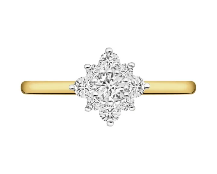 Pierścionek z żółtego złota z brylantami laboratoryjnymi - 0,50 ct - próba 585