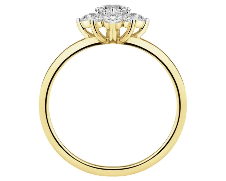 Pierścionek z żółtego złota z brylantami laboratoryjnymi - 0,50 ct - próba 585