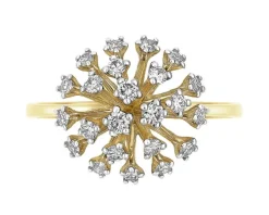 Pierścionek z żółtego złota z brylantami - 0,32 ct - próba 585