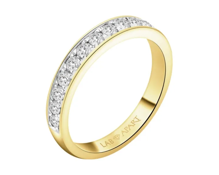 Pierścionek z żółtego złota z brylantami laboratoryjnymi - 0,50 ct - próba 585