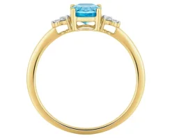 Pierścionek z żółtego złota z brylantami i topazem - próba 585