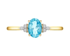 Pierścionek z żółtego złota z brylantami i topazem - próba 585