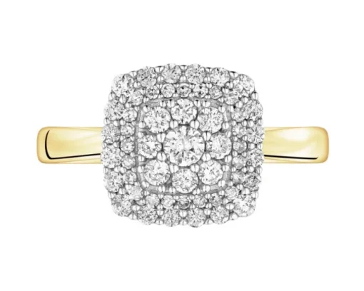 Pierścionek z żółtego złota z diamentami - 0,50 ct - próba 585