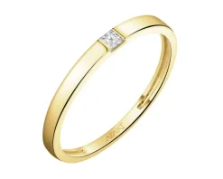 Pierścionek z żółtego złota z diamentem - 0,05 ct - próba 585