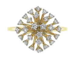 Pierścionek z żółtego złota z brylantami - 0,34 ct - próba 585