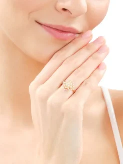 Pierścionek z żółtego złota z brylantami - 0,34 ct - próba 585