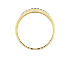 Pierścionek z żółtego złota z brylantami - 0,05 ct - próba 375