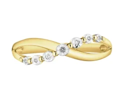Pierścionek z żółtego złota z diamentami - 0,02 ct - próba 375