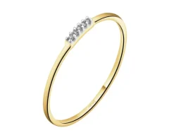 Pierścionek z żółtego złota z diamentami - 0,01 ct - próba 375