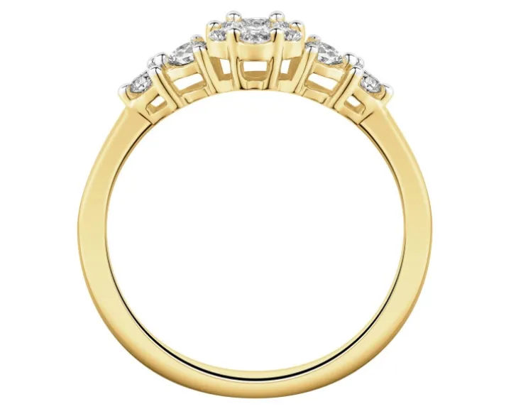 Pierścionek z żółtego złota z brylantami - 0,29 ct - próba 585