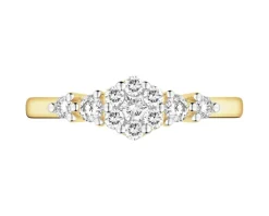 Pierścionek z żółtego złota z brylantami - 0,29 ct - próba 585