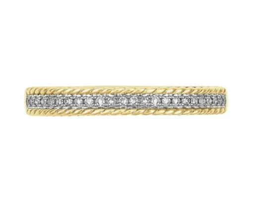 Pierścionek z żółtego złota z diamentami - 0,07 ct - próba 585