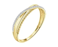 Pierścionek z żółtego złota z diamentami - 0,08 ct - próba 585