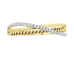 Pierścionek z żółtego złota z diamentami - 0,08 ct - próba 585