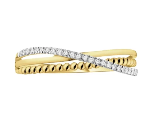 Pierścionek z żółtego złota z diamentami - 0,08 ct - próba 585