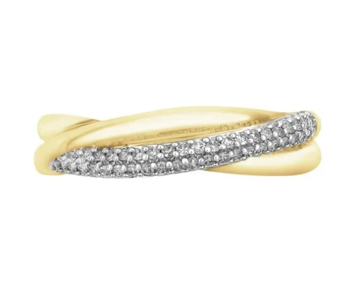 Pierścionek z żółtego złota z diamentami - 0,12 ct - próba 585