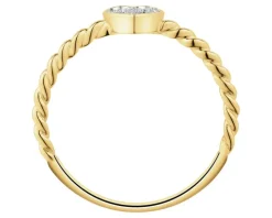 Pierścionek z żółtego złota z diamentami - serce - 0,04 ct - próba 375