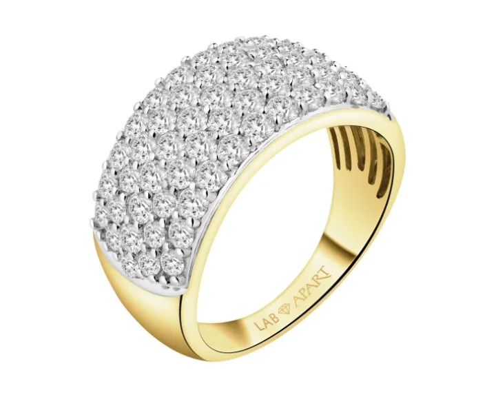 Pierścionek z żółtego złota z brylantami laboratoryjnymi - 2,00 ct - próba 585