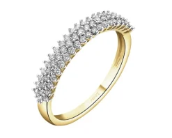 Pierścionek z żółtego złota z brylantami - 0,30 ct - próba 585