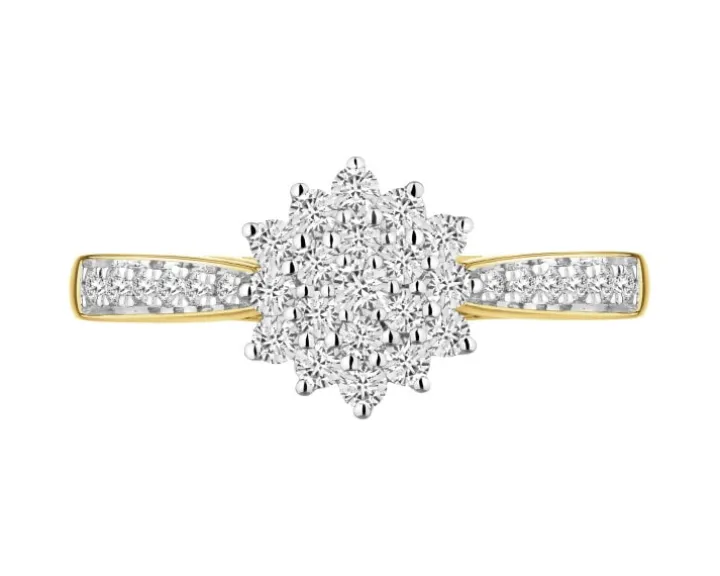 Pierścionek z żółtego złota z brylantami laboratoryjnymi - 0,44 ct - próba 585