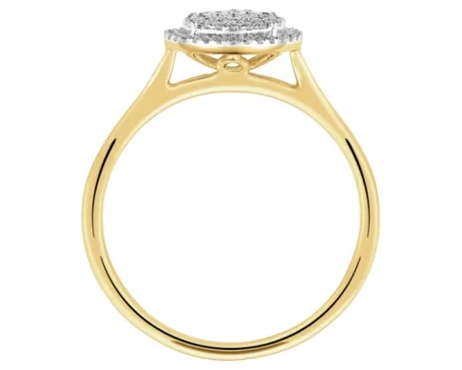 Pierścionek z żółtego złota z diamentami - 0,15 ct - próba 585