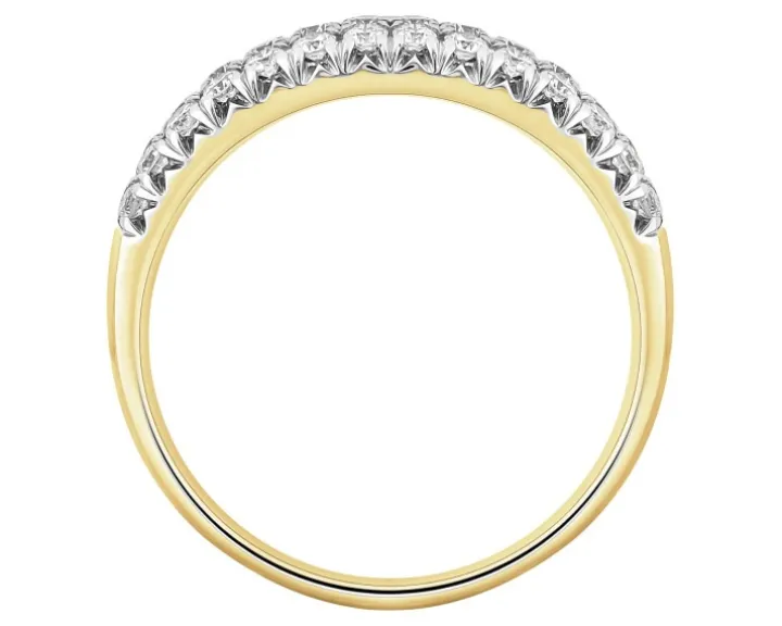 Pierścionek z żółtego złota z brylantami laboratoryjnymi - 0,75 ct - próba 585