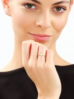 Pierścionek z żółtego złota z diamentem laboratoryjnym - serce - 0,25 ct - próba 585